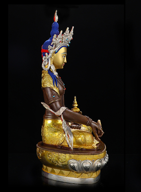 地藏菩萨佛像纯铜古色鎏金鎏银密宗居家7寸1尺佛台摆件地藏王佛像