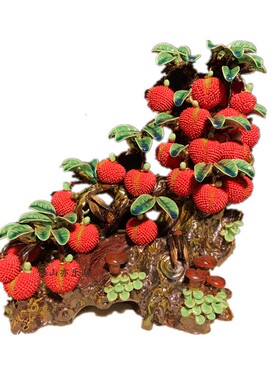 石湾公仔陶瓷满堂红摆件玄关客厅电视柜荔枝装饰品乔迁新居送礼品