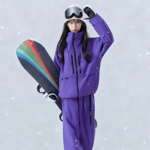 CXKA滑雪服套装女男款单板防水加厚全压胶专业雪服衣裤套装3L美式 - 图2