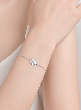 纯银四叶草手链女轻奢高级设计感