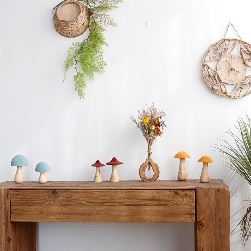 森系玄关木质手工造景蘑菇客厅茶几幼儿园儿童房小装饰品,淘宝优惠券,粉丝福利购,淘宝优惠卷