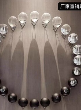 现代轻奢多颜色渐变水晶玻璃球墙面装饰壁饰家居壁挂立体雕塑装置