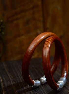 【六字箴言】粗无节鸡血藤手镯小众手工银饰品纯银手环情侣民族风