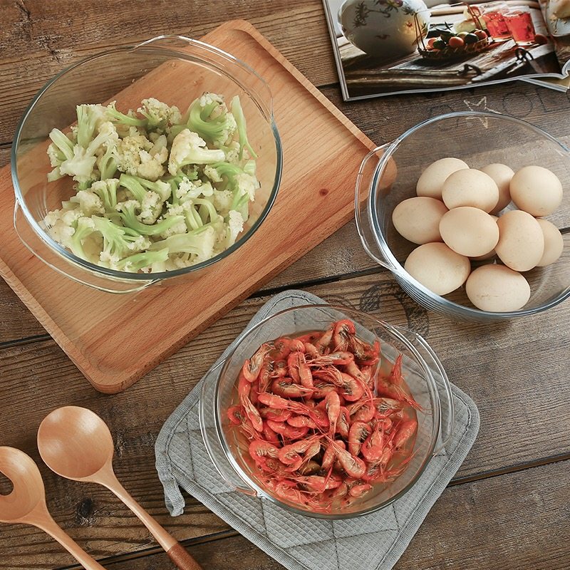 沙拉碗盆水晶煲汤锅玻璃碗蔬菜饭碗加厚带盖耐热装微波炉烤箱,淘宝优惠券,粉丝福利购,淘宝优惠卷