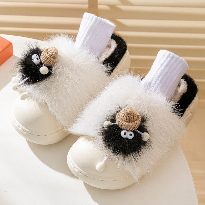 煤球棉拖鞋女冬季2024新款包跟厚底保暖室内家居毛绒踩屎感月子鞋,淘宝优惠券,粉丝福利购,淘宝优惠卷