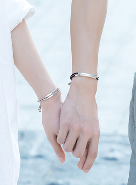 银情侣手链男纯银女学生闺蜜信物礼物一对纪念情侣款编织手绳手饰