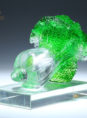 琉璃百财玉白菜摆件中式客厅酒柜玄关招财装饰品店铺开业乔迁礼物