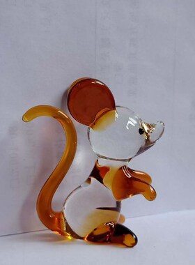 水晶玻璃拉丝工艺品老鼠十二12生肖生日礼物手工制作琉璃摆件包邮