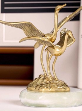 威弗列德纯铜仙鹤摆件比翼双飞家居客厅装饰品送闺蜜新婚结婚礼品