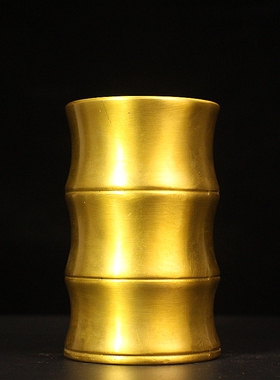 纯铜竹节笔筒摆件双鹤竹节香筒节节高升笔筒工具收纳文房桌面装饰