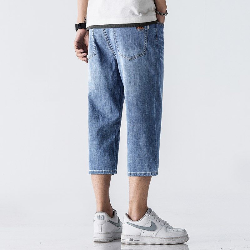 夏季薄款b牛仔短裤男直筒宽松七分裤子男士休闲百搭中裤男款潮夏,淘宝优惠券,粉丝福利购,淘宝优惠卷