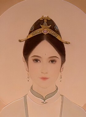 东岳泰山天仙玉女碧霞元君画像奶神像挂画客厅供奉丝绸装饰画
