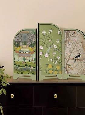 法式新桌面客厅小屏风装饰画中古风入户玄关鞋柜电视柜摆画