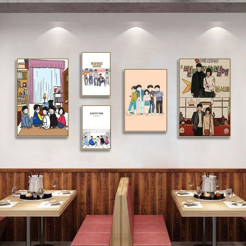 请回答9全家福挂画韩国电影海报装饰画韩餐店韩国烤肉店壁画,淘宝优惠券,粉丝福利购,淘宝优惠卷