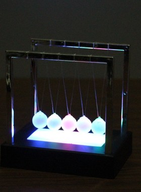 创意发光牛顿平衡摆球桌面摆件 新奇不锈钢永动牛顿摆球工艺礼品