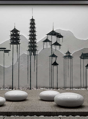 酒店铁艺凉亭水景雕塑酒店落地会所大堂中式亭子装饰