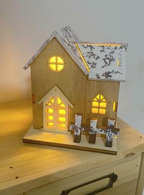 雪中小屋发光小木屋小房子拍照道具 桌面创意摆件 圣诞节装饰礼物