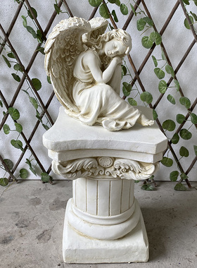 欧式复古雕塑石膏像人物女孩罗马柱少女天使礼物底座桌面装饰摆件