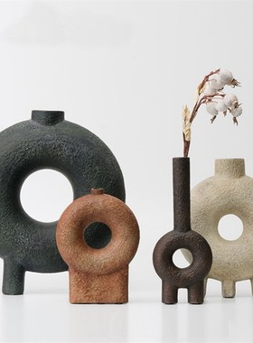 现代创意几何瓶器陶瓷工艺品样板房售楼处家居桌面饰品