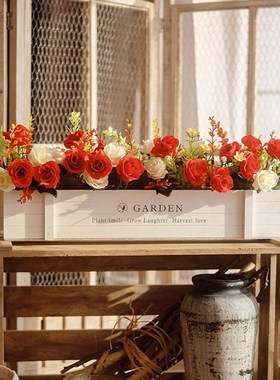 仿真植物盆栽蝴蝶兰装室内假绿植栅栏盆装饰品花假植物装摆件