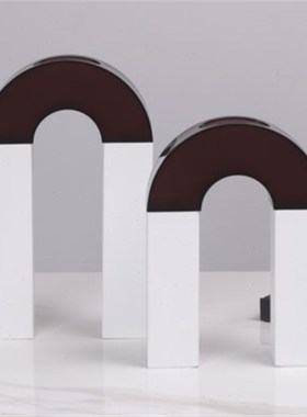 现代简约几何拱门摆件样板房客厅金属创意个性工艺品n形花器摆设