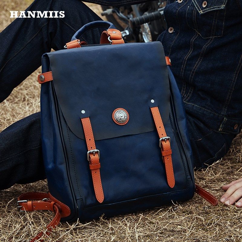 学院派2023柔软头层牛皮大容量双肩包旅行袋包全真皮男士背包书包,淘宝优惠券,粉丝福利购,淘宝优惠卷