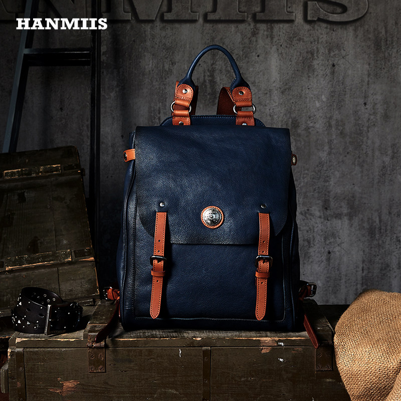 学院派2023柔软头层牛皮大容量双肩包旅行袋包全真皮男士背包书包,淘宝优惠券,粉丝福利购,淘宝优惠卷