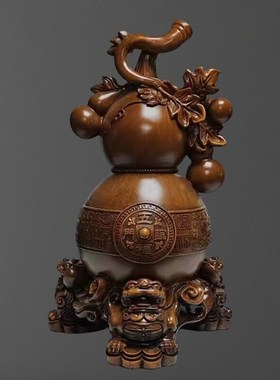 木制葫芦葫芦工艺品实木客厅酒柜办公室摆设