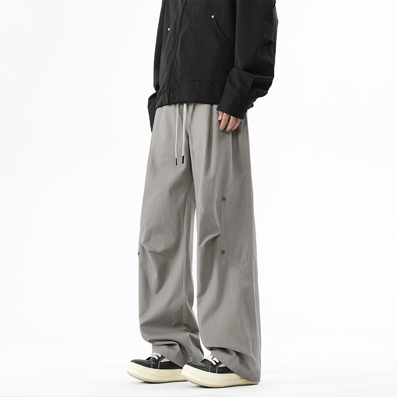 美式休闲纯棉百搭工装裤男秋冬直筒阔腿裤潮牌垂感长裤子阔腿裤男 - 图2