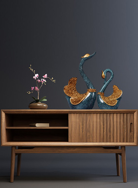 家居饰品摆件北欧式酒柜装饰品客厅电视柜摆设天鹅新结婚乔迁礼物