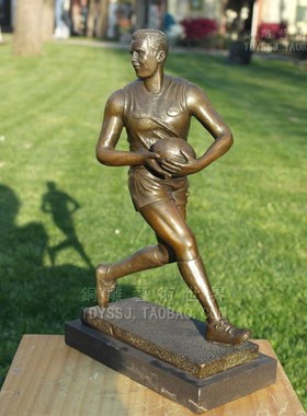 铜雕塑艺术品橄榄球手体育运动雕塑家居饰品创意礼品工艺品摆件
