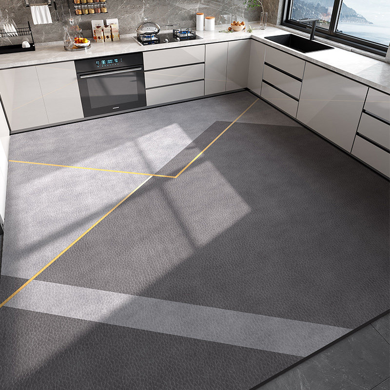 Kitchen floor mats, non-slip and oil-proof, pvc, wipeable, wash-free carpets, waterproof foot mats, light luxury, full-cover household dirty-resistant mats