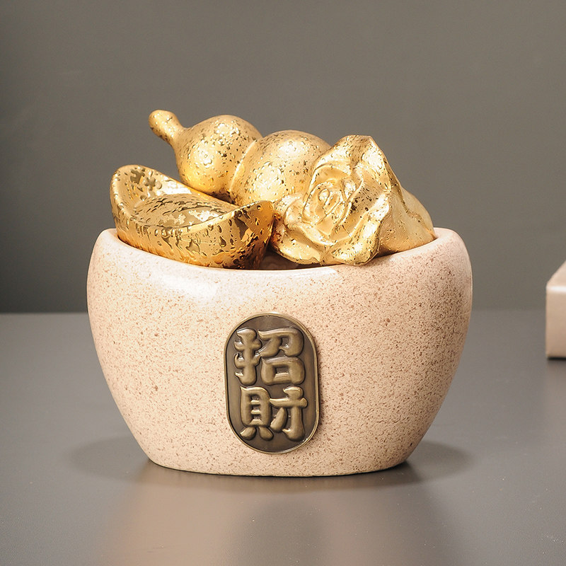 新中式聚宝盆摆件陶瓷家用客厅玄关酒柜办公室装饰品公司开业礼品,淘宝优惠券,粉丝福利购,淘宝优惠卷