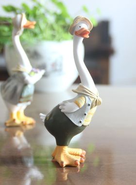 复古创意鸭子情侣桌面摆件摆设咖啡馆书房客厅阳台园艺北欧装饰品