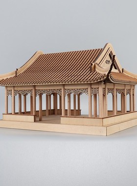 新中式禅意木制古建筑客厅玄关书房办公室民宿电视柜装饰品摆件