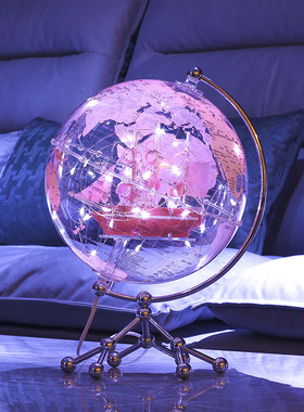 创意透明地球仪摆件轻奢客厅酒柜桌面儿童房女男孩恐龙帆船装饰品