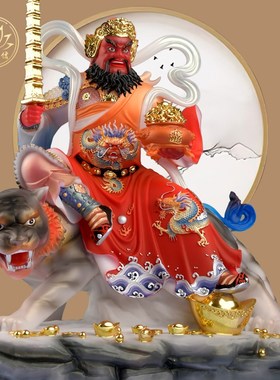 武财神赵公明神像汉白玉五路财神佛像赵元帅像工艺品摆件家用摆件