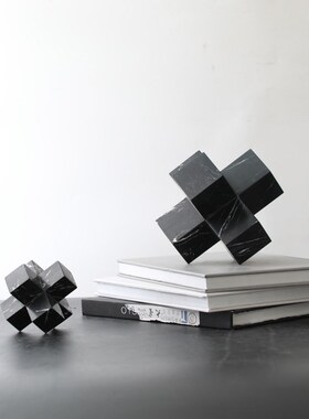 欧式简易大理石书桌摆件 软装样板房电视柜酒柜书柜十字镇小摆设