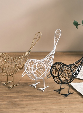 简约铁艺镂空情侣小鸟玄关客厅摆件酒柜装饰卧室宿舍桌面摆设礼物