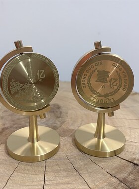 新款黄铜摆件一个亿小目标旋转地球仪时来运转办公室解压摆件玩具