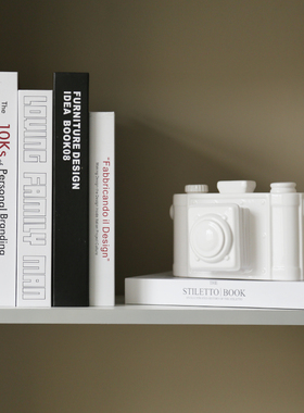 阶梯人物相机摆件黑白几何花瓶客厅酒柜架子艺术样板间软装饰品