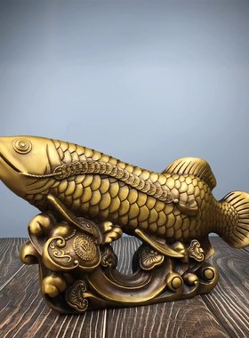 纯铜招财金龙鱼办公室客厅摆件年年有余鲤鱼跃龙门开业乔迁工艺品
