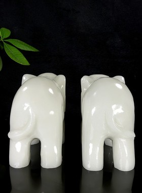 天然阿富汗白玉大象摆件玉石象客厅桌面玄关电视柜吸水象摆件装饰