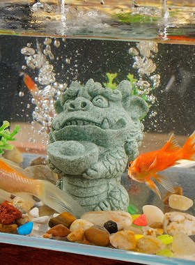 可爱招财小金蟾鱼缸造景装饰品创意抱财麒麟家居桌面茶宠茶玩摆件