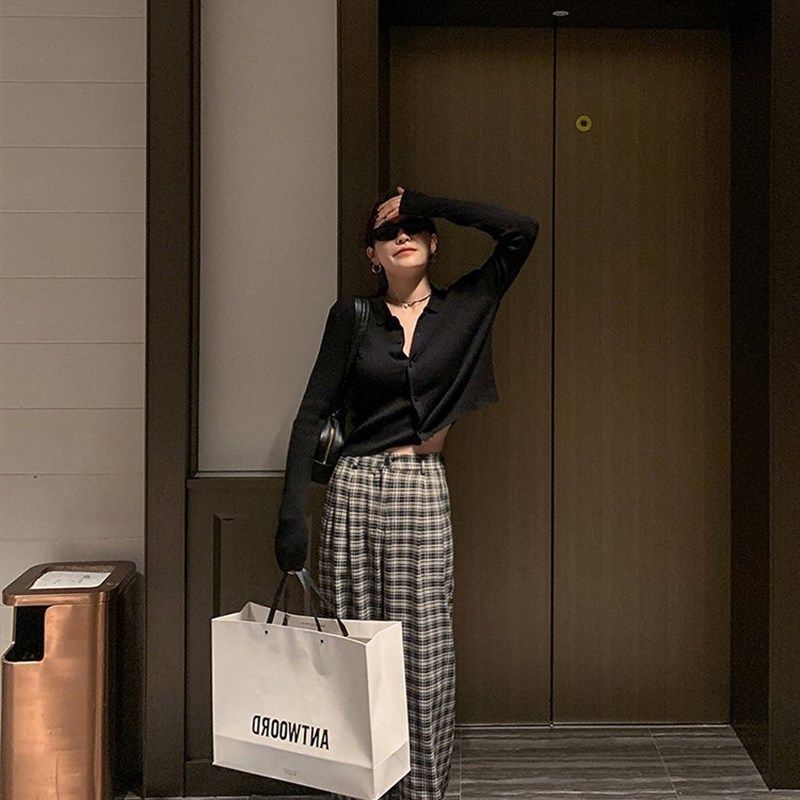 大码女装胖妹妹mm格子休闲阔腿春秋垂感高腰宽松显瘦直筒裤200斤,淘宝优惠券,粉丝福利购,淘宝优惠卷