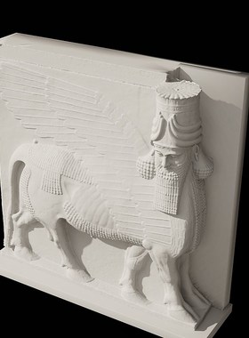 牛翼人首石膏浮雕装饰画香薰扩香石桌面创意艺术摆件大英博物馆