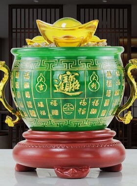财富聚宝盆招财摆件家用客厅玄关聚财米缸存钱罐家居店铺柜台装饰