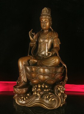 铜自在观c音铜观音南海观世音菩萨铜南无观音铜器摆件