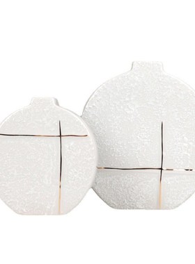 现代轻奢软装装饰品陶瓷插花器装饰品浮雕花瓶样板房玄关客厅摆件