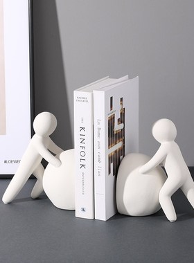 北欧创意简约人物书靠艺术陶瓷书夹书房办公室桌面家居Z装饰书立